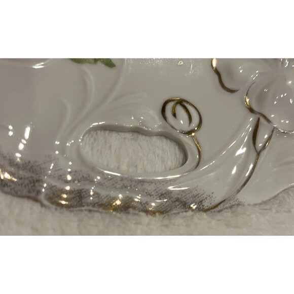 Vintage Antique Plate Platter 10 1/2 inch hand painted Germany roses handles - Picture 3 of 7